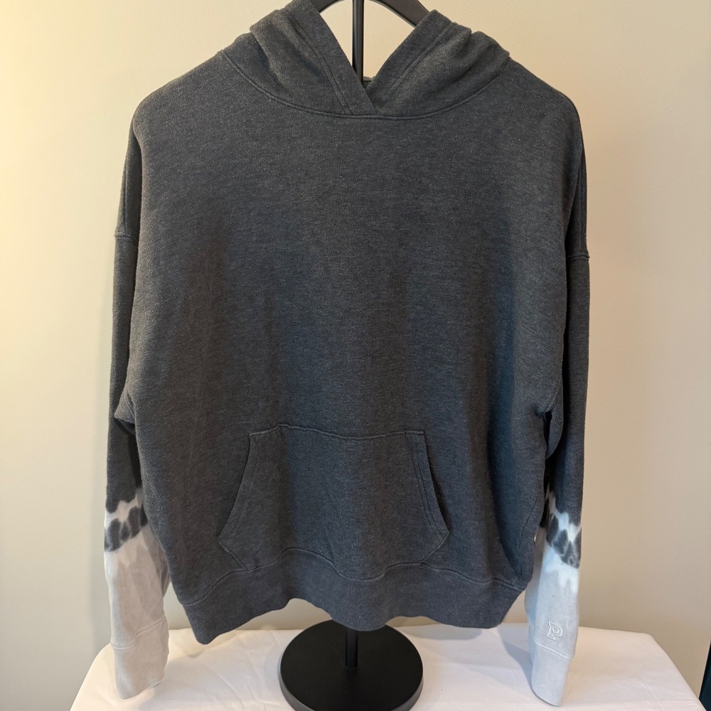 Pink Victorias Secret Charcoal Grey Tie Dye Sleeve Pullover Hoodie Small